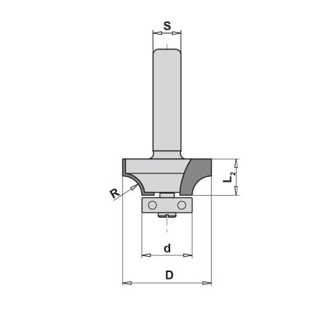 JSO R25mm Abrundfräser Z2 HW 63x32/70mm Schaft 12mm...