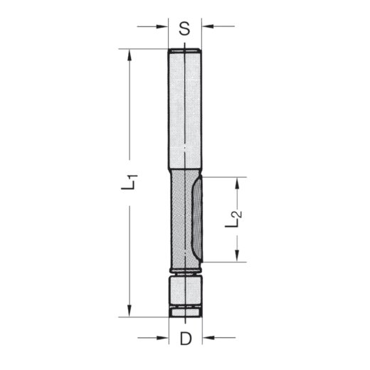 JSO 6,35mm Kopier- und Ausschnittfräser HW 6,35x16/58mm Schaft 6mm mit Anlaufring