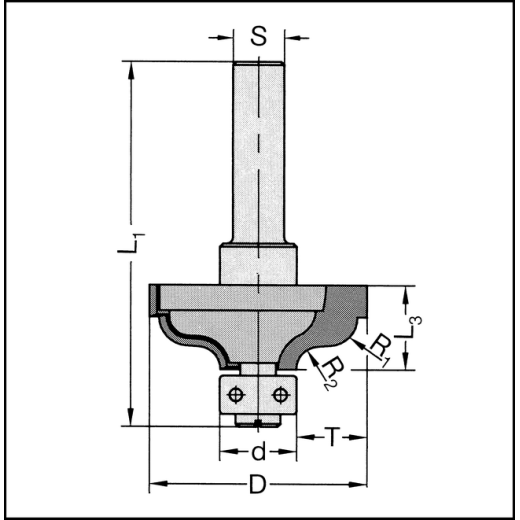 JSO Profilfräser Z2 HW 34mm, m.AL.12mm / HANDVORSCHUB - 24473-5-34000-R
