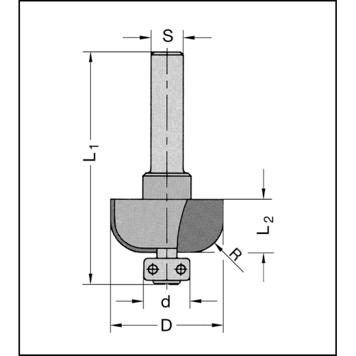 JSO Halbhohlkehlfräser Z2 HW 22mm | R 5,0mm m.AZ HANDVORSCHUB