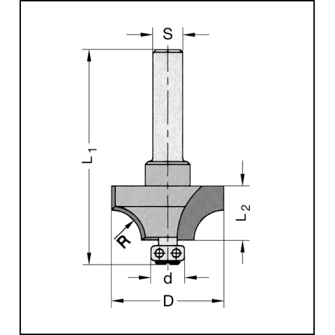 JSO Viertelstabfräser Z2 HW 44mm, R 15mm m.AL...