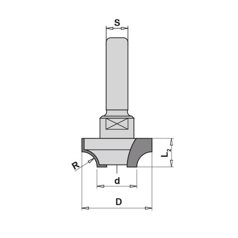 JSO Abrundfräser Z2 HW 39,4mm R=12,7mm, R 12,7  ohne ANLAUFLAGER - 24617-5-39127-R