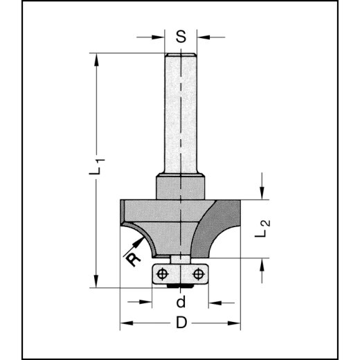 JSO Abrundfräser Z2 HW 39,4mm R=12,7mm | R 12,7mm m.AL HANDVORSCHUB