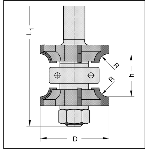 JSO Doppelabrundfräser HW D=38mm R=5mm, S=12x40mm - 24796-5-00010-R