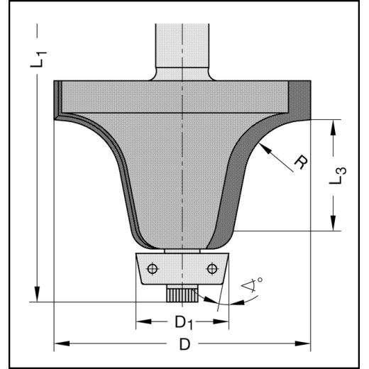 JSO Abrund-Fasefräser HW D=56mm R=12,7mm, R=12,7mm S=12x40mm - 24796-5-12712-R