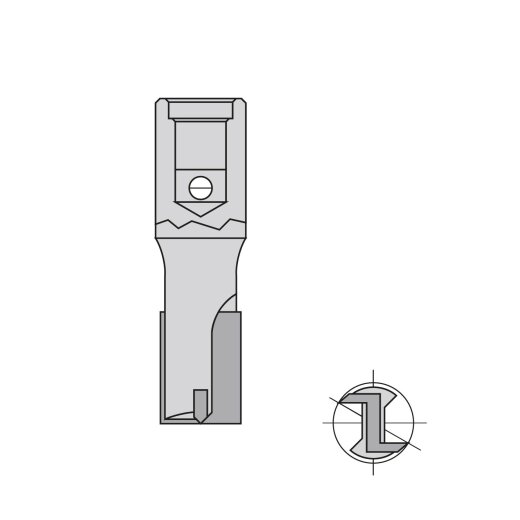 JSO 20mm Nutfräser Z2 HW 20x60/92mm IG M12 Aufnahme mit Bohrschneide