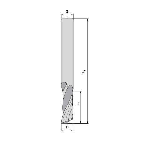 JSO 8mm VHW Einzahn - Schlichtfräser Z1 8x40x80mm Rechts positiv Schaft 8mm