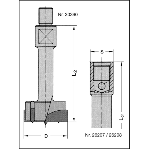 JSO Beschlagbohrer HW M10 20mm | L2=63mm  L1=78mm RECHTS