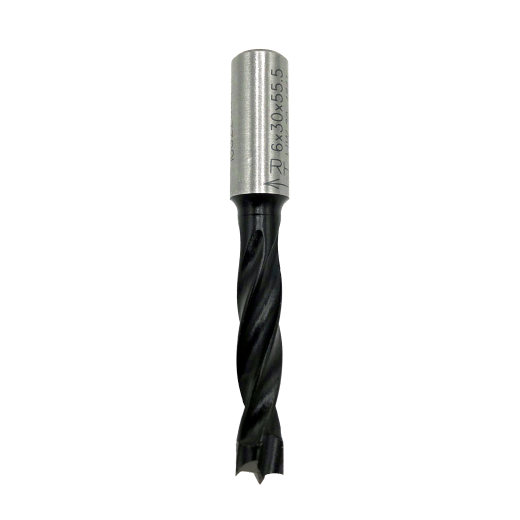 JSO 6mm Dowel drill carbide 6x30/55.50mm S8x20 right with back guidance