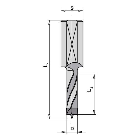 JSO 5,5mm Dowel drill carbide 5.50x43/70mm S10x20 left with back guidance