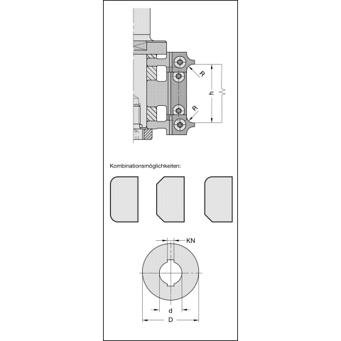 JSO Ringsatz d=20mm zu 64410 | mit KEILNUTE 6x1,5mm