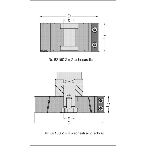 JSO WP-Falz-Fügefräser mit Wechselseitigem Achswinkel 125x30x30mm KN, Z4+4V - 62160-5-12531-1