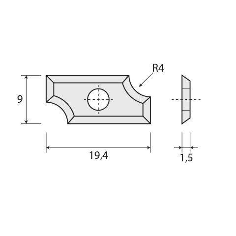 JSO Viertelstabmesser HW-WP R=4mm | 19,4x9x1,5mm