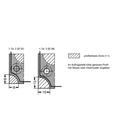 JSO Viertelstabmesser HW-WP R=4mm | 19,4x9x1,5mm
