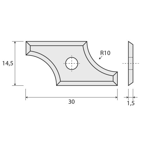 JSO Viertelstabmesser HW-WP R=10mm, 30x14,5x1,5mm - 72140-6-00010-0