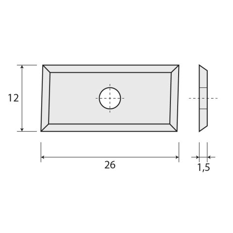 JSO Falzmesser HW-WP 26x12,5x1,5mm, vierseitig -...