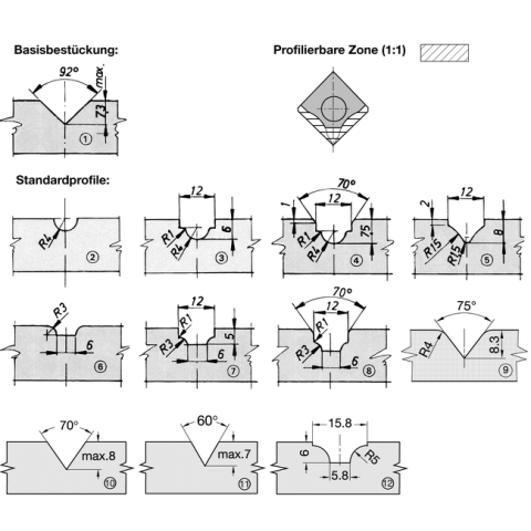JSO Profil-Wechselmesser NR.11 60° V-Nut for Ziernutfräser 22195