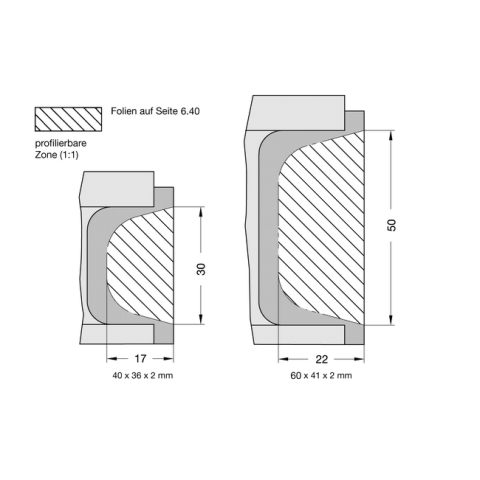 JSO Wechselmesser HW02 60x41x2mm, einseitig profiliert - 72485-6-60411-R