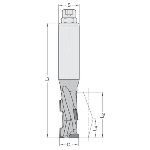 JSO 12mm Diamant (PKD) Nutschaftfräser "Dianorm" 12x26/80mm Z1+1 S12 rechts