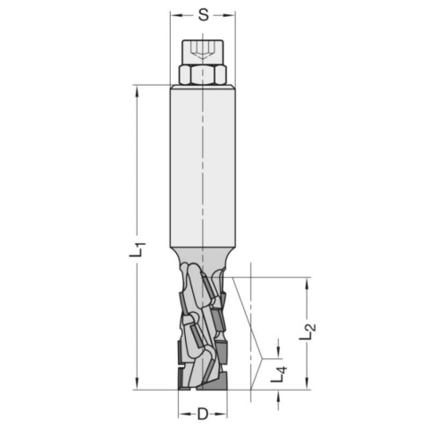 JSO 12mm Diamant (PKD) Nestingfräser "Diatec-PRO DUO" 12x24/70mm Z2+2 S12 rechts