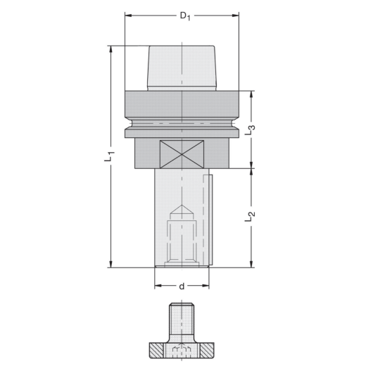 JSO Fräsdorn HSK-F 63 d=20x40mm mit KN / L3=45mm - 21086-0-20413-1