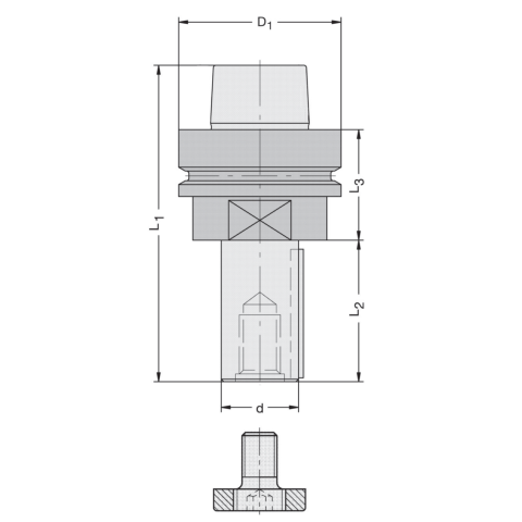 JSO Fräsdorn HSK-F 63 d=20x40mm mit KN / L3=45mm -...