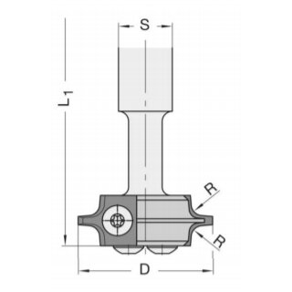 JSO Abrund / Fasefräser Tragkörper OHNE MESSER / S=16x60mm