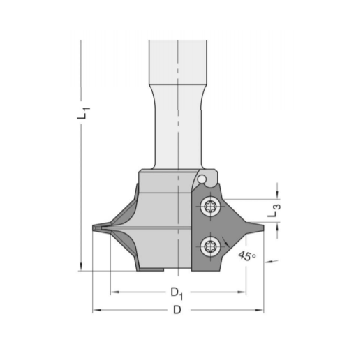 JSO Abrund / Fasefräser Tragkörper OHNE MESSER / S=20x55mm - 22160-0-20000-R
