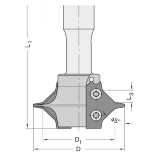JSO Abrund / Fasefräser Tragkörper OHNE MESSER / S=20x55mm