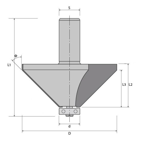JSO 45° HW-Fasefräser "24106-5" Z2 55x25/74mm S12mm mit Anlauflager