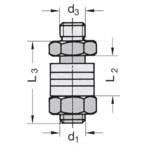 JSO Reduzierstück d1=6mm,ohne AL m.RINGSATZ u.MUTTER