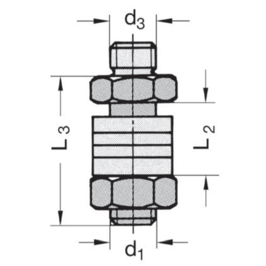 JSO Reduzierstück d1=6mm,mit AL m.RINGSATZ u.MUTTER