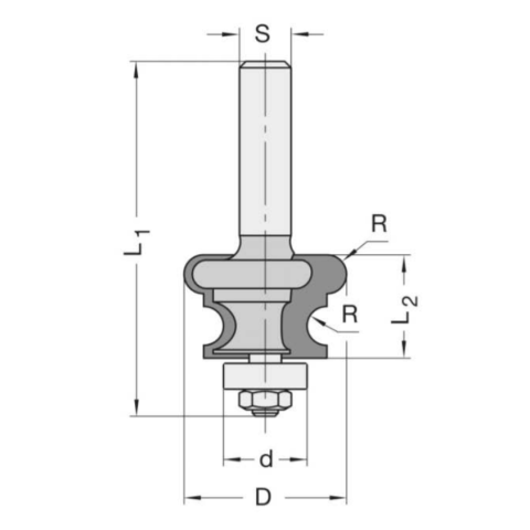JSO HW-Profilfräser Z2  D=25,4x16mm L1=55mm S=8mm - 24714-5-25402-R