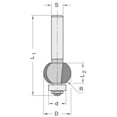 JSO HW-Flachhohlkehlfräser Z2, 19x13,2mm R=8mm,...