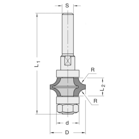 JSO Spitzkantenfräser Z2 HW 25,4x12,7mm, S=M12 -...