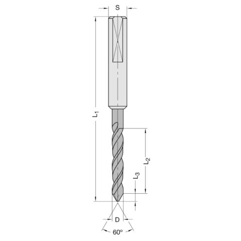 JSO 6mm VHW - Durchgangsbohrer 6x35x100mm S=10 60°...