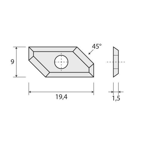 JSO Fasemesser HW-WP 19,4x9x1,5mm 45° - 72148-6-19545-0