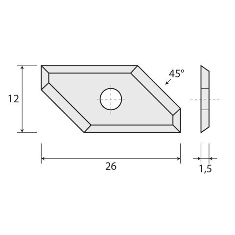 JSO Fasemesser HW-WP 26x12,5x1,5mm 45°