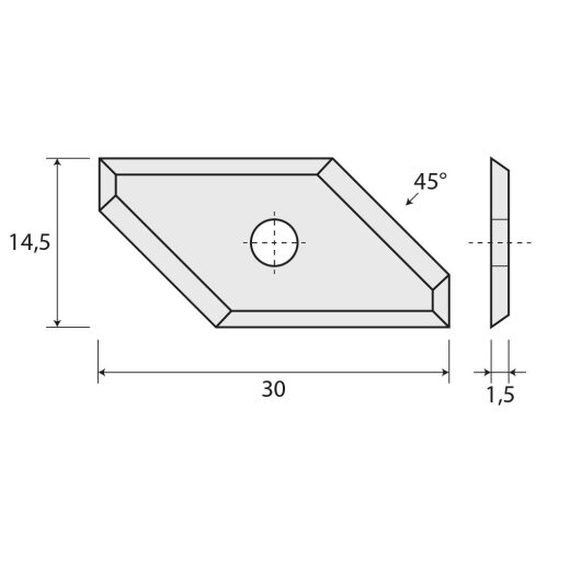 JSO Fasemesser HW-WP 30x14,5x1,5mm 45° - 72148-6-30045-0