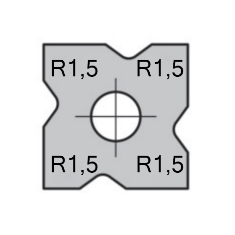 JSO Abrundmesser HW-WP 12x12x1,5mm, 4 x R=1,5 mm -...
