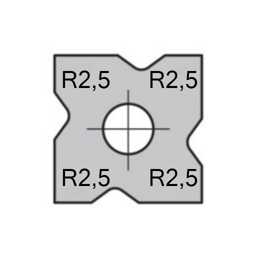 JSO Abrundmesser HW-WP 12x12x1,5mm, 4 x R=2,5 mm - 72240-6-12025-R
