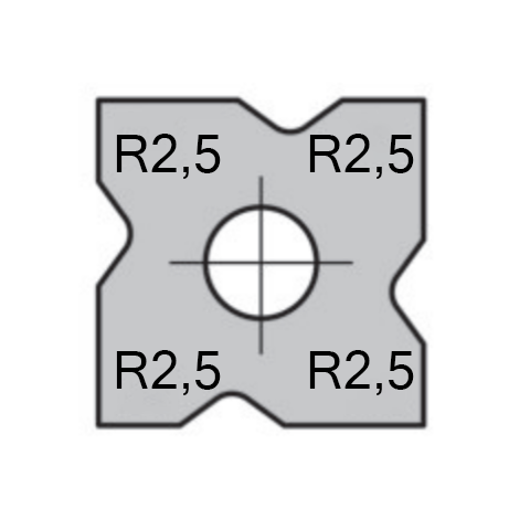 JSO Abrundmesser HW-WP 12x12x1,5mm, 4 x R=2,5 mm -...
