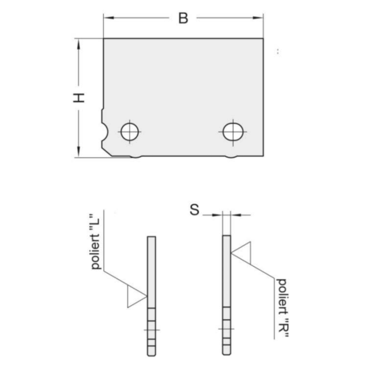 JSO HW-Blankett HW04 30x30x2mm polierte Brust, für Rechtslauf