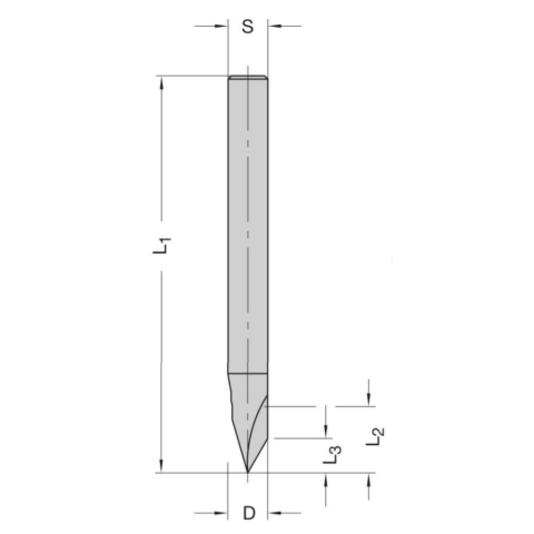 JSO VHW-V-Nutfräser 6x60mm, 90°, Z=1 Z=1, S=6mm,...
