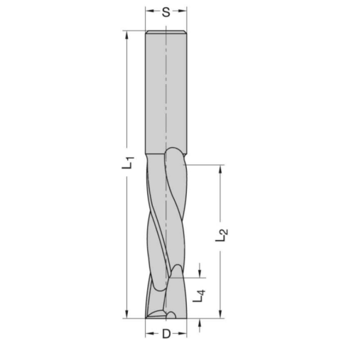 JSO 12mm Schlichtfräser Z2+2 VHW 12x42/100mm S=12 Rechts mit Wechseldrall - 20252-6-12042-R