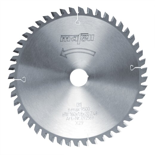 Mafell Sägeblatt-HM, 160x1,2/1,8x20 mm, Z 48, FZ/TR