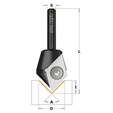 CMT Wendeplatten V-Nutfräser - A = 90°; D = 23 mm; I = 10 mm; S = 8 mm 665.200.11 - C665.200.11