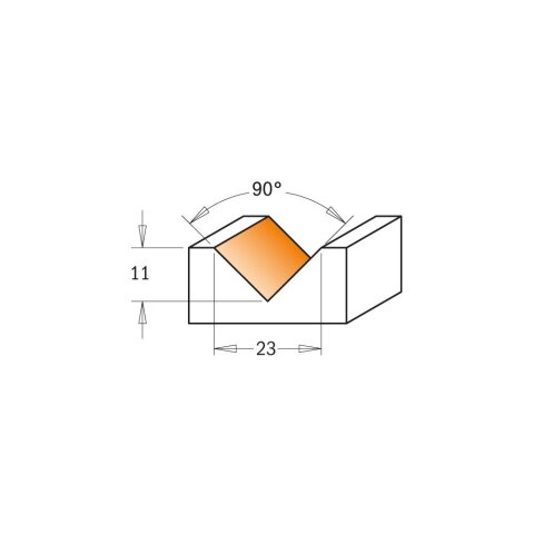 CMT Wendeplatten V-Nutfräser - A = 90°; D = 23 mm; I = 10 mm; S = 8 mm 665.200.11 - C665.200.11