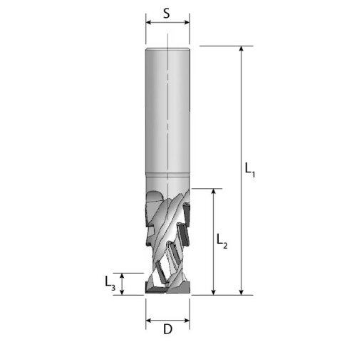 AKE 20mm Diamant (PKD) VHW-Spiralschaftfräser 20x56/130mm Z2+1 rechts