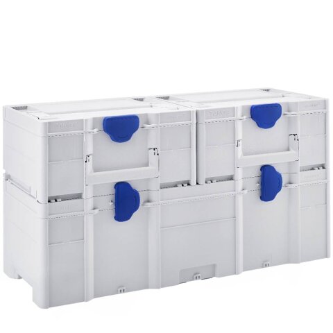 Tanos systainer³ XXL 237 lichtgrau (RAL 7035), Verschluss signalblau (HKS 43 K), Griff lichtgrau (RAL 7035)